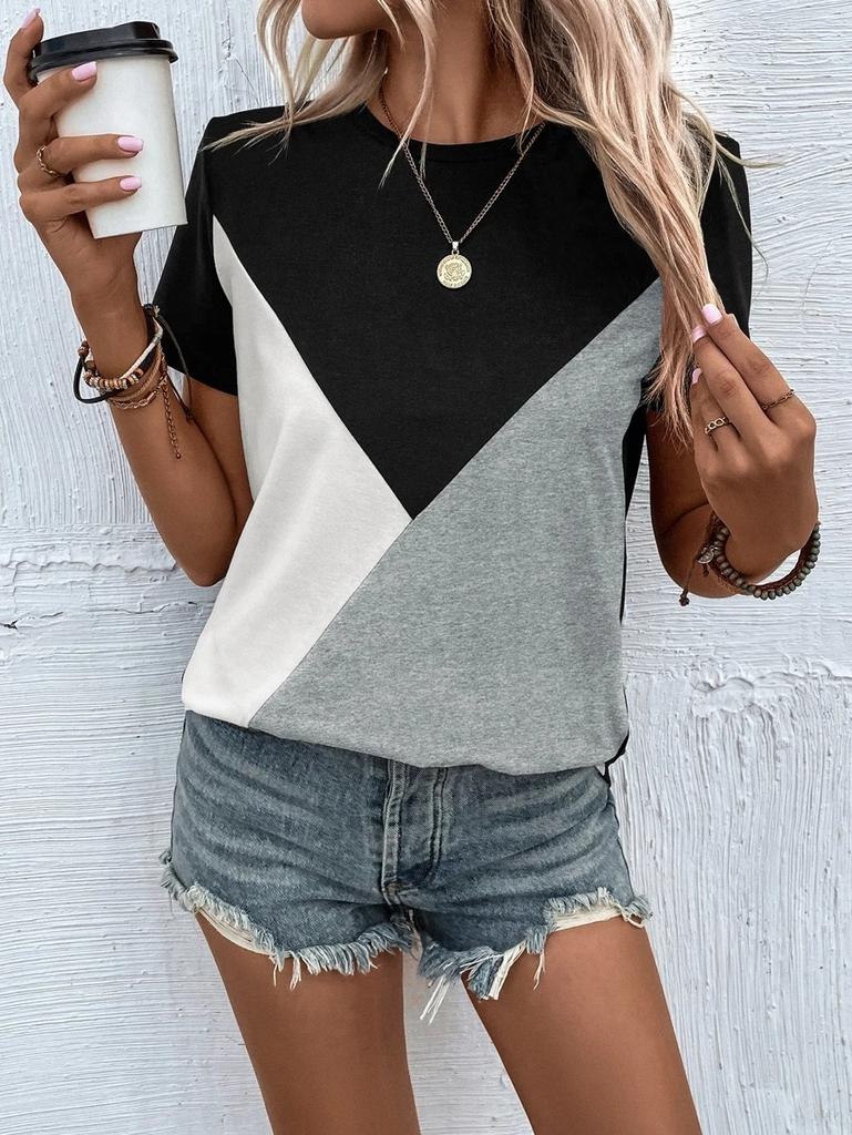 Womens Fashion Plus Size Clothing Summer Tops Woman Causal Short Sleeve T Shirts Printed Blouses Ladies Loose Cotton