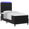 LED Box Spring Bed with Mattress Black 90 X 190 Cm Fabric