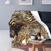 Brown Tiger Print Flannel Throw Blanket Stripes Animal Fur Pattern Comfy Fleece Blanket Warm Soft Bedspread King Queen Full Size