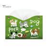 Desktop Organizer Box Leather Tissue Cover with Cartoon Puppies Pattern, Foldable Organizer, Napkin Holder Dorm Room Storage Case, Facial Paper