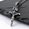Waterproof Catholic Cross Necklace for Men,Stainless Steel Crucifix Pendant with 60cm Cuban Chain,Religious Jewelry Gift