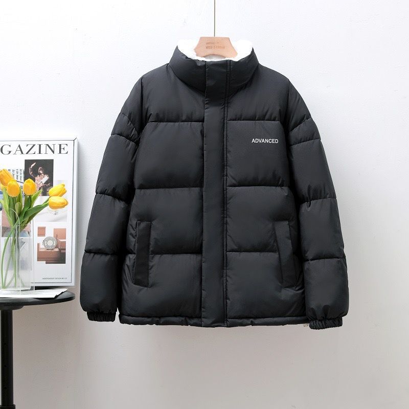 

Хлебная одежда навалена и утолщена, мужская и женская одинаковая одежда на вате, короткие зимние куртки на вате, теплые куртки для пар. S чёрный