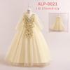 Children's Formal Princess Evening Gown - Sequined Embroidered Long Sleeve Lace Dress