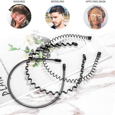 5/8/10Pcs Black Metal Headbands Unisex Spring Wavy Hairband Non-Slip Sports Hair Hoop for Men Women