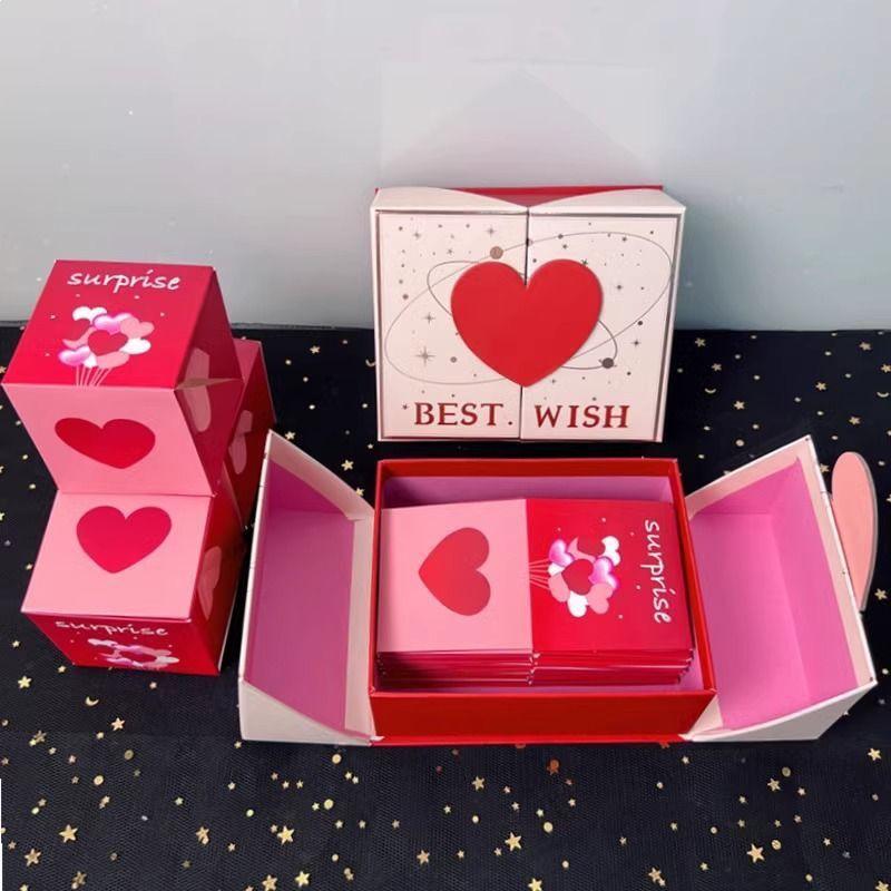 Gradient Surprise Jumping Red Envelope Birthday Gift Box - Money-Dispensing Explosion Box for Girlfriend