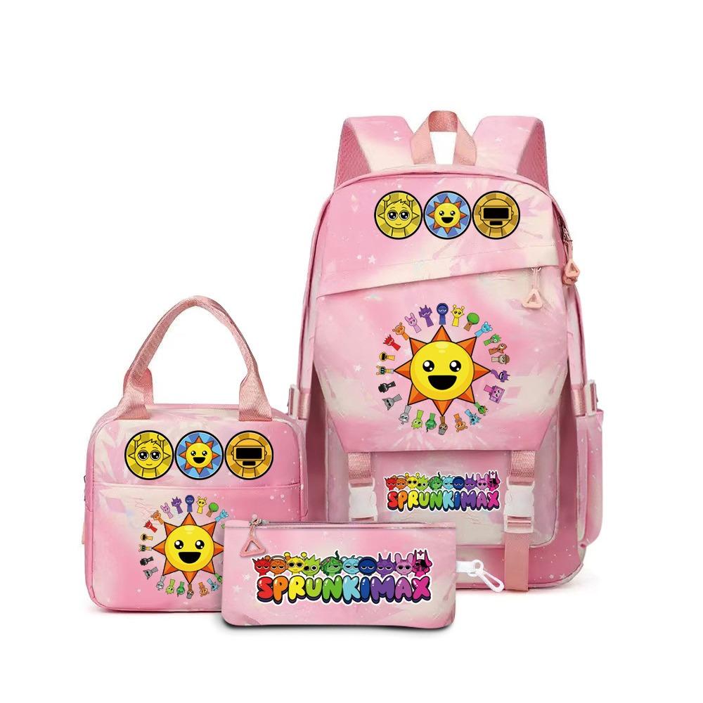 SprunkiPlush Rhythm Box School Bag Student Large Capacity Storage Backpack Backpack Three-piece Set L