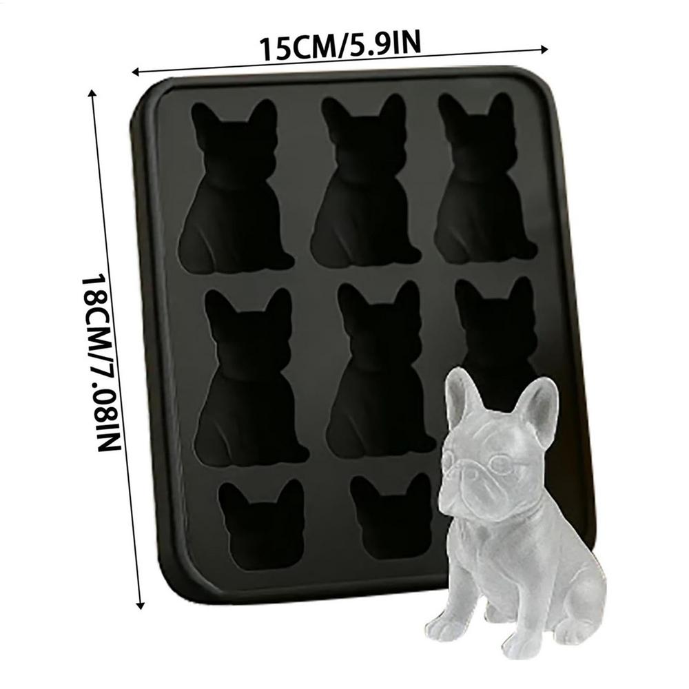 

Whiskey Ice Mold Silicone Novelty French Bulldog Ice Mold 9-Grids Easy Release Food Grade Drink Iceblock Maker For Making Drink
