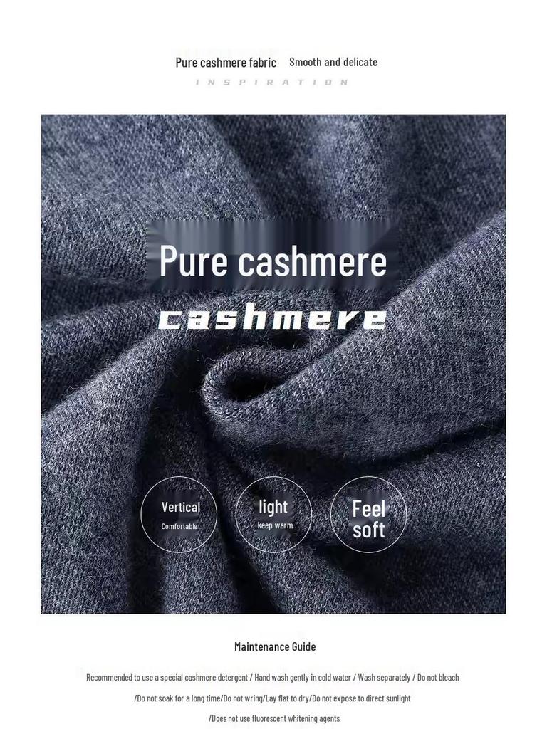 Hengyuanxiang Men's Pure Cashmere Two-Piece Look Thickened Winter Sweater