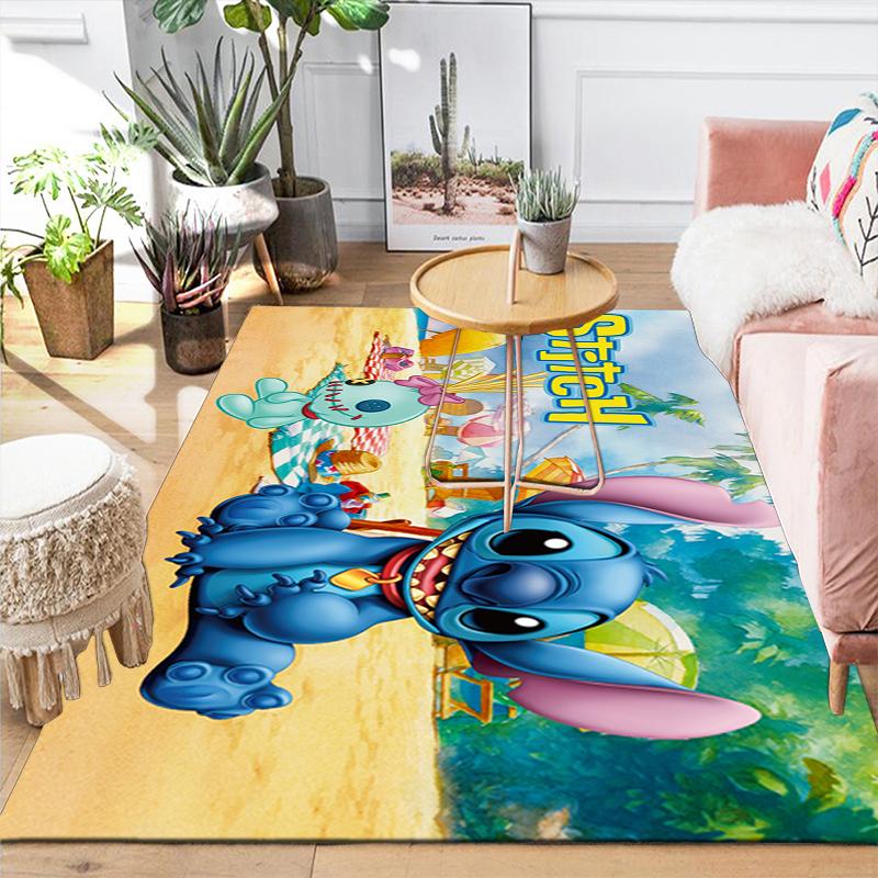 1Pc Stitch'S Tropical Adventure Rug, Office Carpet Indoor Outdoor Doormat, Non-Slip Soft, Living Room, Christmas Halloween Gift. M928597