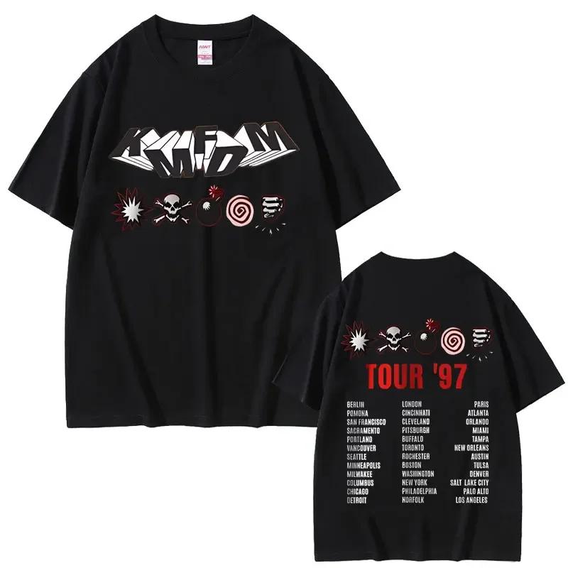 Rock Band Kmfdm Tour 97 Graphic Print Tshirt Summer Unisex Unisex Vintage Gothic Punk Streetwear Male Casual Pure Cotton T Shirts