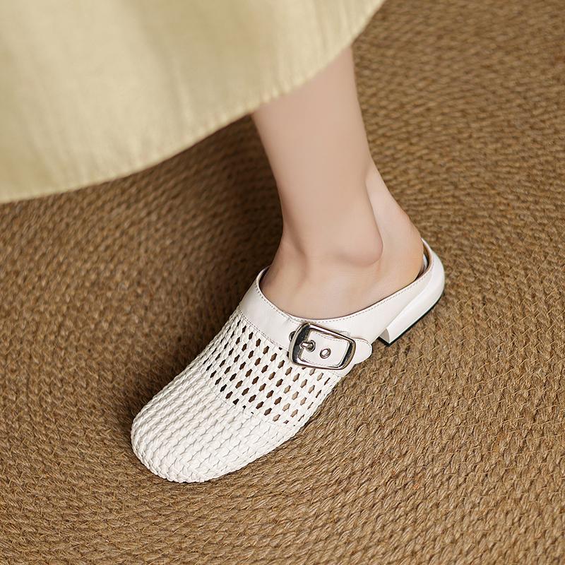 Fashion 2025 New Summer Slippers Cover Toe Fashion Hollow Out Sandals Women Shoes Zapatos De Mujer Ladies Shoes Mesh Mules Sliver Shoes