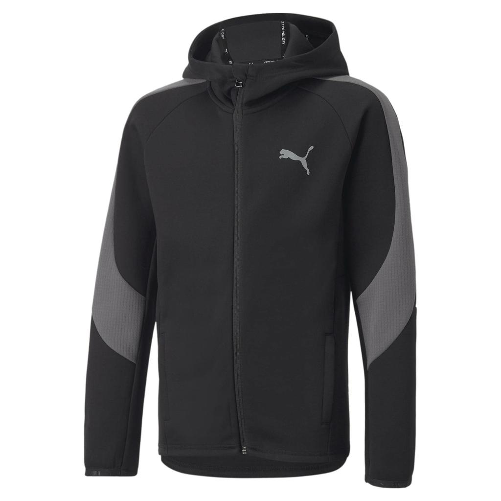 Puma EVOSTRIPE Hooded Black Size 120 Jacket, Quick-Drying Sweatshirt, 672623, Boys, Fall/Winter 2022, (01),