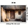 Rustic Adobe Cottage Backdrop Vintage Old Mud House Scene Background for Portrait Photography