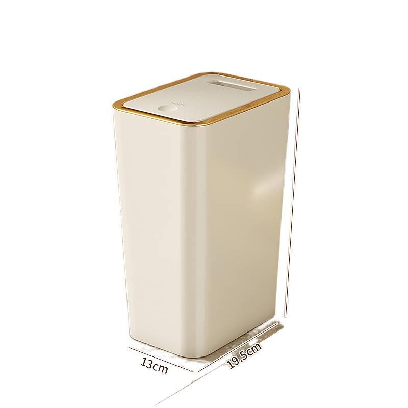 Large Capacity Narrow Push-Top Trash Can with Lid for Bathroom and Toilet