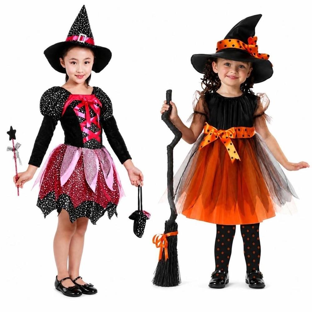 Dress Up Girls Witch Halloween Costume Gothic Witch Elf Dress Costume Ghost Bride