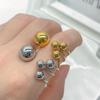 Korean Dongdaemun 18K Stainless Steel Women's Versatile Temperament Ring Sphere.