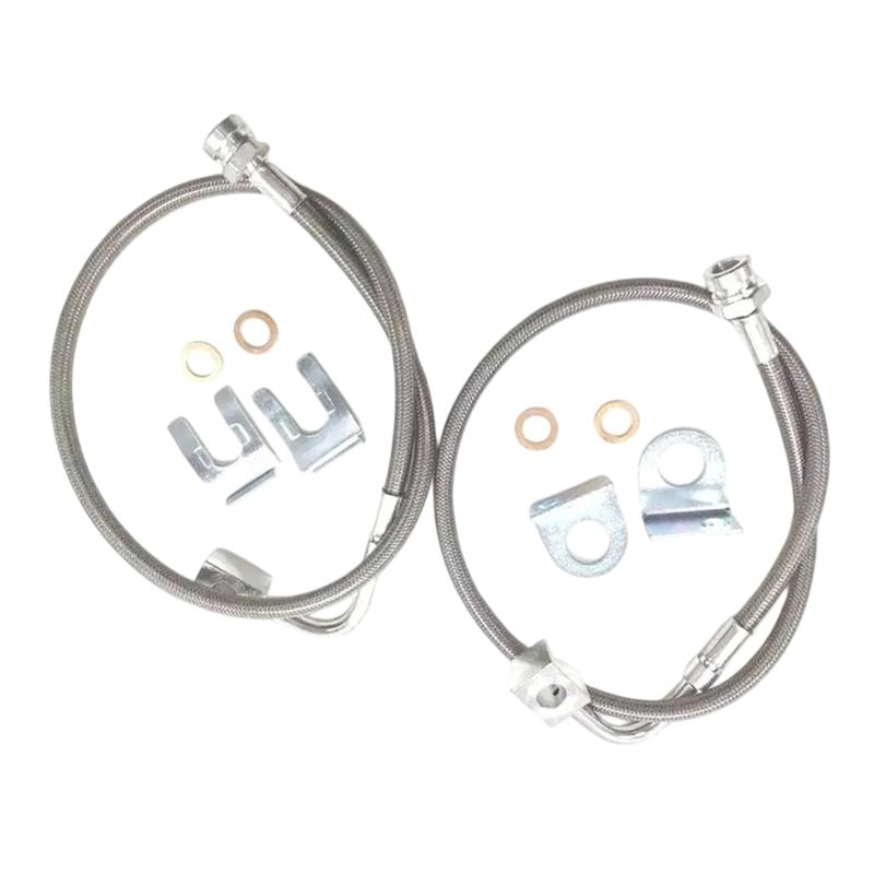 89708 Rear Brake Lines 2PCS Extended Braided- Stainless Steel Fit 4-6in Lift Jeep- Wrangler- JK 2007-2018 Replacement Parts Kit
