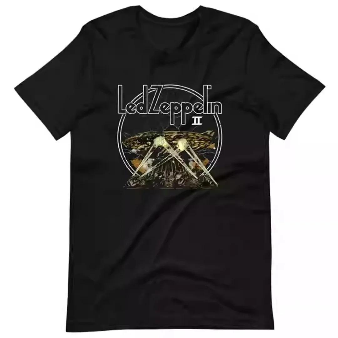 

2026 Led Zeppelin Rock Band Short-sleeved T-shirt Fashion Sports Pure Cotton Men s T-Shirt Clothing Tee Y2k Woman M коричневий