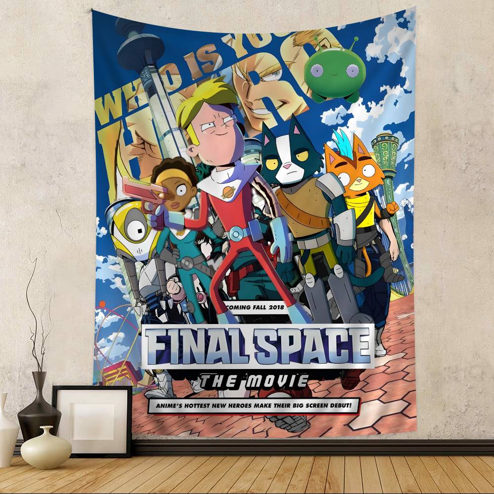 FFinal Space Cartoon Anime Colorful Tapestry Wall Hanging Wall Hanging Bohemian Wall Tapestries Mandala Wall Hanging Sheets