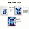 Cute Panda Holding Glowing Heart Fleece Blanket Magical Night Sky Design Soft Flannel Throw Blanket for Kids Bedroom Decor Cozy
