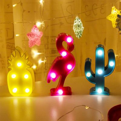 3D Cartoon Pineapple/Flamingo/Cactus Modeling Night Light LED Lamp Home Office Decoration Gift