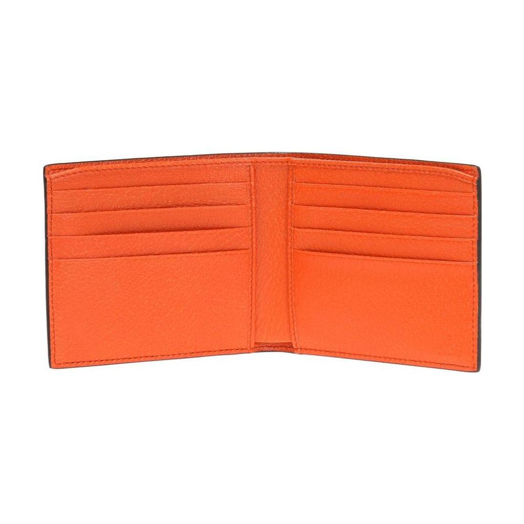 Gucci Vintage Stripe Short Fold Leather Wallet Men Wallets Orange 408827-CWGRN-7572