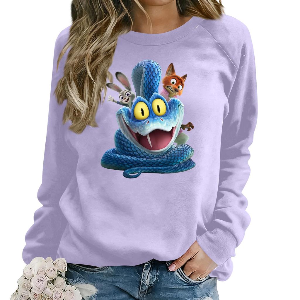 Hanorac larg casual de damă cu mânecă lungă și imprimeu