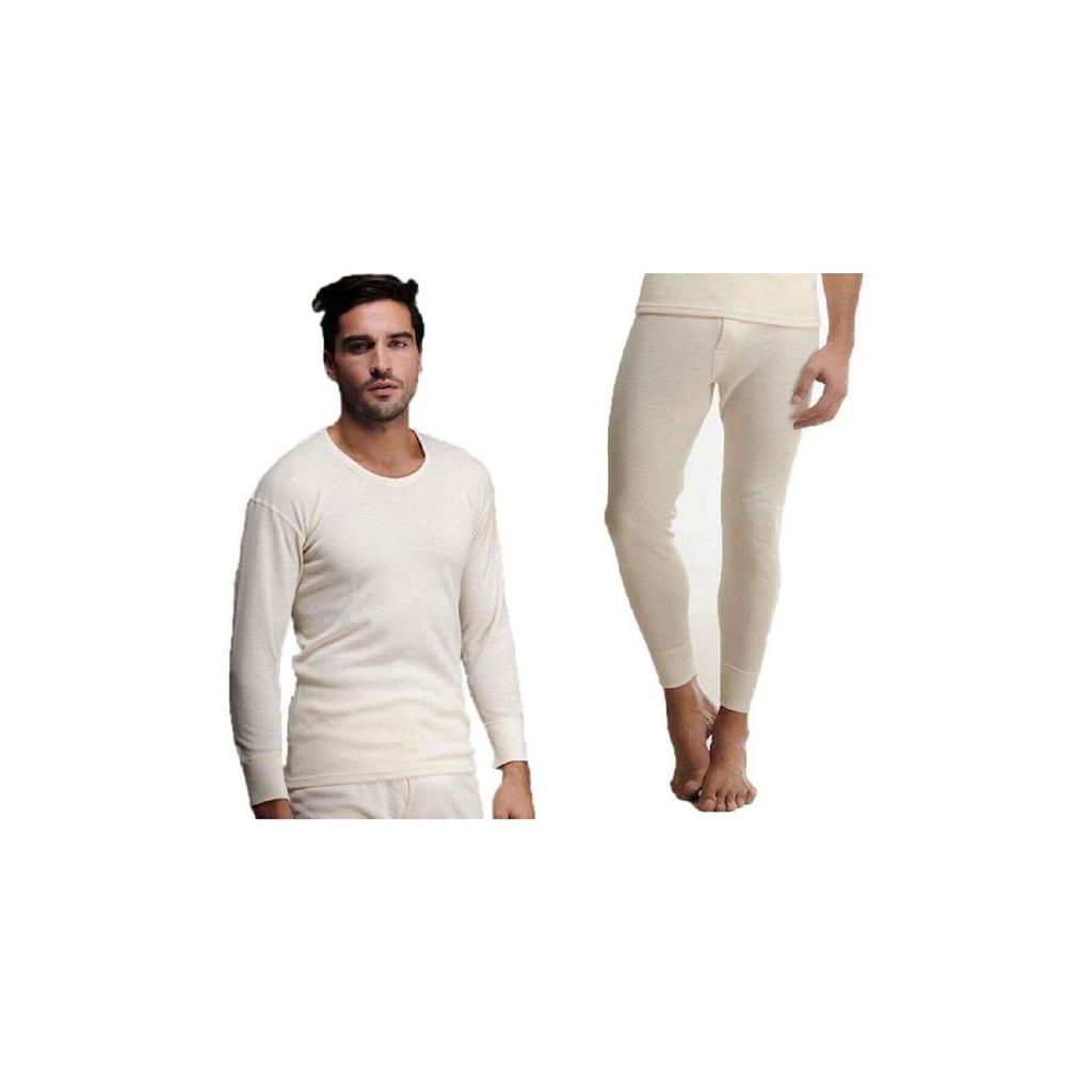 Men's 100% Wool Long Sleeve Undershirt Tights Underwear Set 1002 - 1001- 1 Set