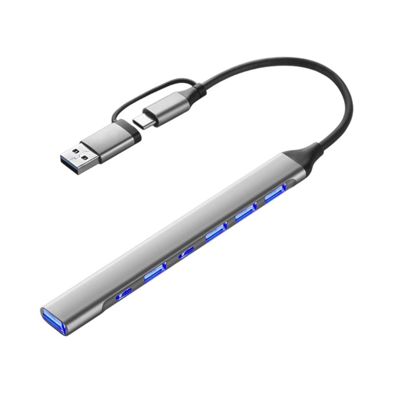 USB3.0 Hubs With 7/4 Port USB A/C Adapters Fast Charging Metal Housing Plugs Play for Laptop Computer