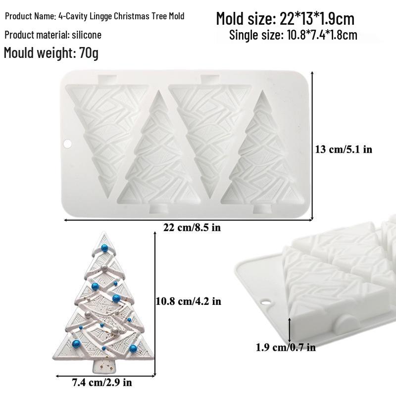 Shenhong Christmas Silicone Mold: 6-Cavity Tree & Santa Decorations for Mousse Cake and Chocolate Baking