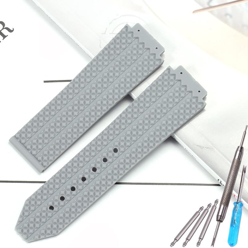 25*19mm Pasek do zegarka dla Hublot BIG BANG Miękki gumowy pasek Sportowy Wodoodporny Mężczyźni Kobiety Bransoletka Zamiennik Akcesoria do zegarka na rękę