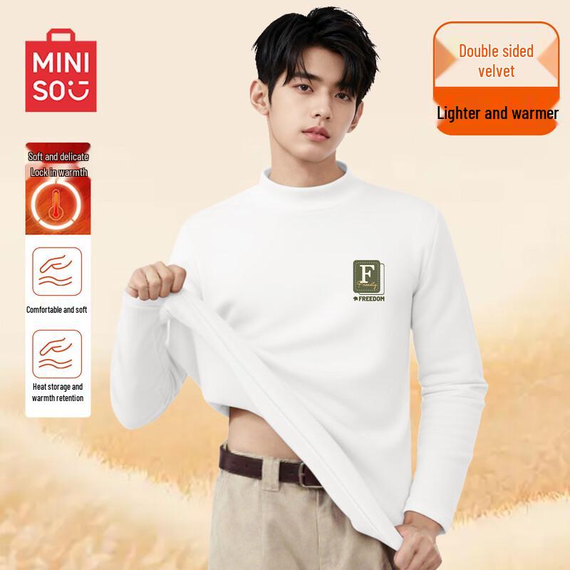 

MINISO Men s Brushed Mock Neck Long Sleeve T-Shirt L