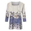 Women's T Shirt Tee Print 3/4 Sleeve Daily Weekend Fashion Basic Square Neck  Regular Top