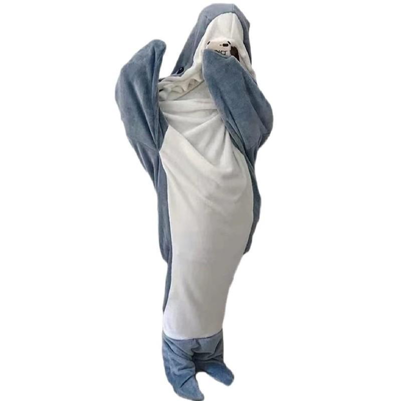 Großer Hai Schlafsack Einteiliger Pyjama Büro Nickerchen Ozean Hai Decke Schal Schlafsack Decke Unisex Zuhause
