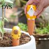 Natural Terracotta Watering Devices 4 Pcs/Set Plant Spikes, Cute Animal Self Cartoon Waterers for Pots Stakes, Automatic Slow Release Clay Tool