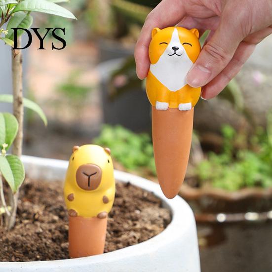 Natural Terracotta Watering Devices 4 Pcs/Set Plant Spikes, Cute Animal Self Cartoon Waterers for Pots Stakes, Automatic Slow Release Clay Tool