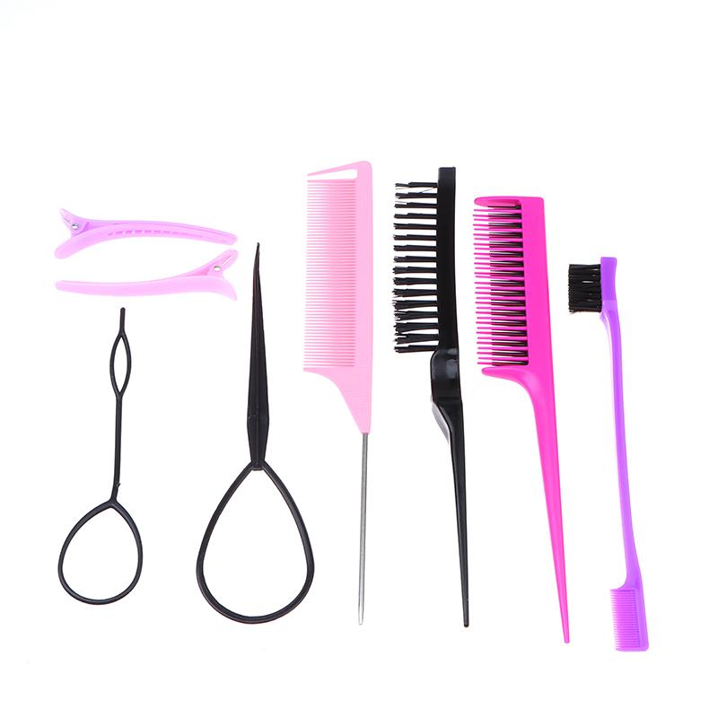 6/10Pcs Hair Styling Comb Set Teasing Hair Brush Triple Teasing Comb Rat Tail Combs Edge Brush Hair Tail Tools Braid Tool Loop