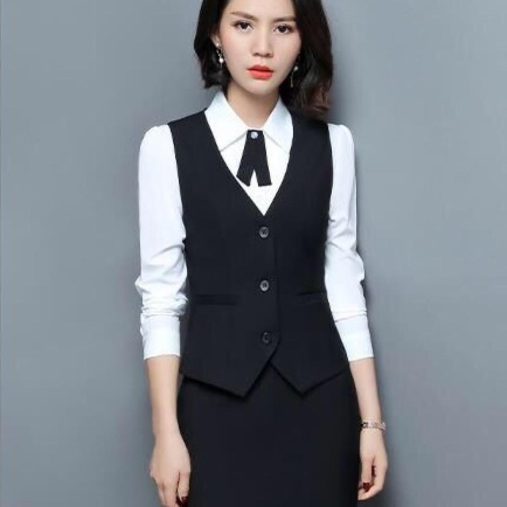 Coat Plus Size Slim Fit Women Vest V Neck Work Wear Uniforms Elegant Fashion Business Vest  Female