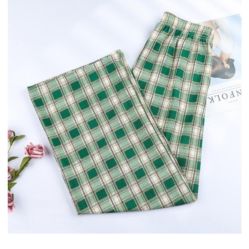 VEZFAA Women's Fashion Casual Plaid Print High Waist Trousers Pants & Capris