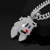 Trendy Iced Cartoon Rabbit Elf Pendant Alloy Gold Cuban Link Chain Unisex Hip Hop Crystal Rhinestone Rappers Enamel Design