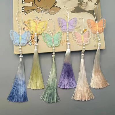 Beautiful Butterfly Tassels Embroidery Butterfly Decorative Pendant Tassels Fashion Key Chain Handbag Accessories