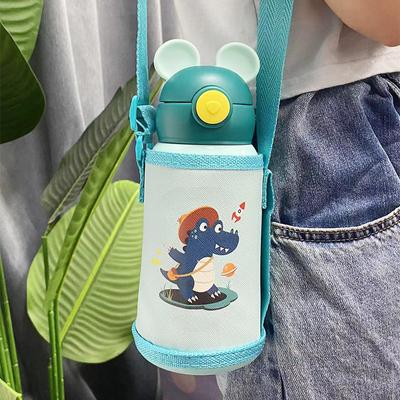 304 Stainless Steel Bouncing Straw Cup with A Set of Cartoon Stainless Steel Children's Mug.