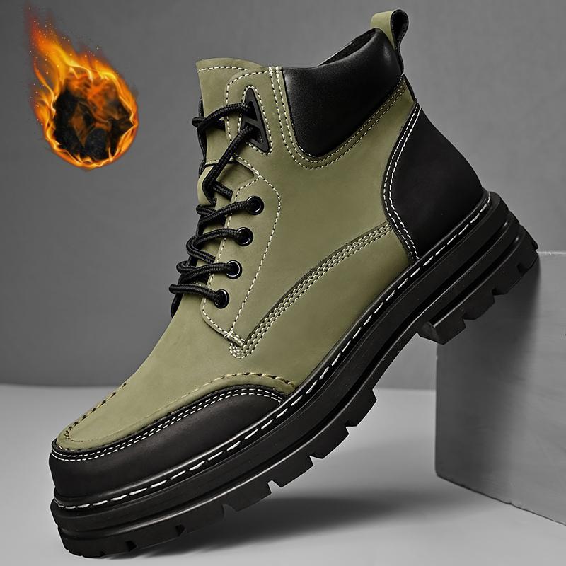 

High Quality Thick Soled Anti Slip Genuine Leather Boots Luxury Brand British Style Hiking Boots Fashion Men S Boots 45