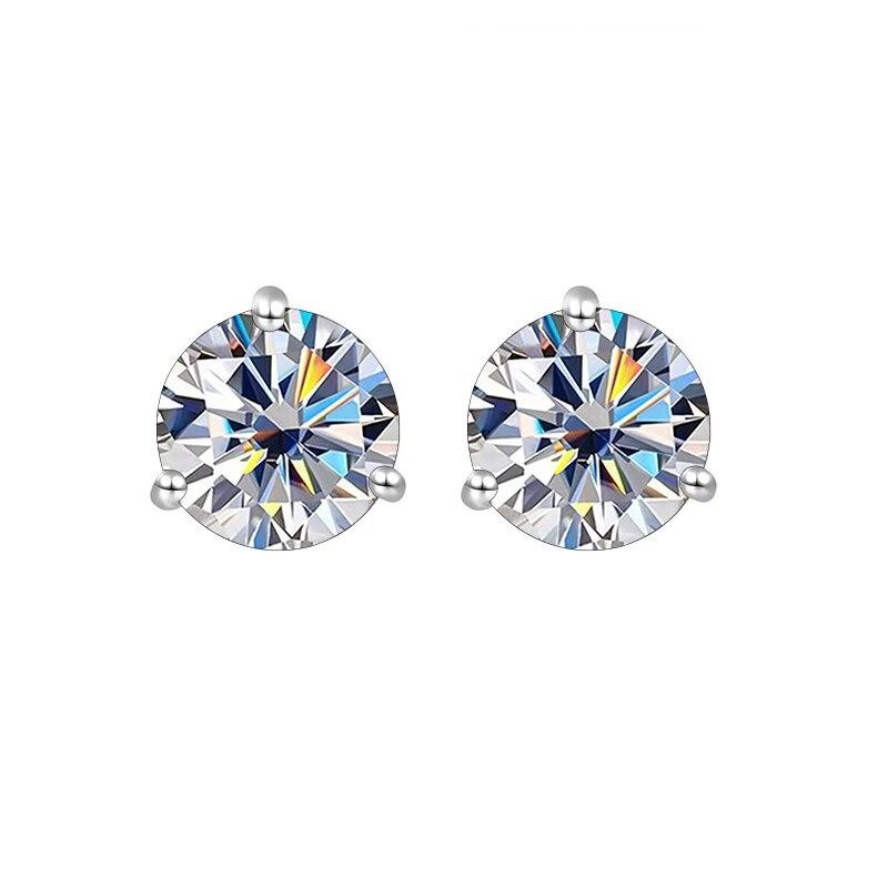Gica Gema Set Argint S925 1ct Zircon Pietra Femeie Clasici Simpli Mici Proaspeți Trei Gheare Cercei