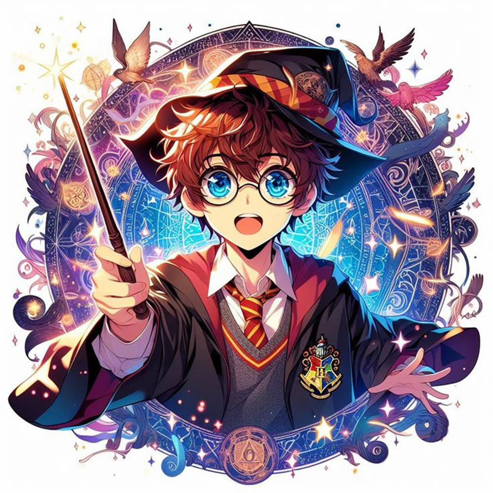 Cartoon Harry Potter with Owl Castle 5d Full Diamond Mosaic Painting Hogwarts Mystery Wizarding World Cross Stitch Home Decor