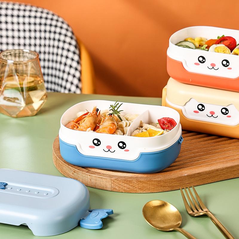 Portable Hermetic Lunch Box 2 Grids Children School Student Bento Box Food Vegetables Containers Leakproof Sealed Lunch Boxes