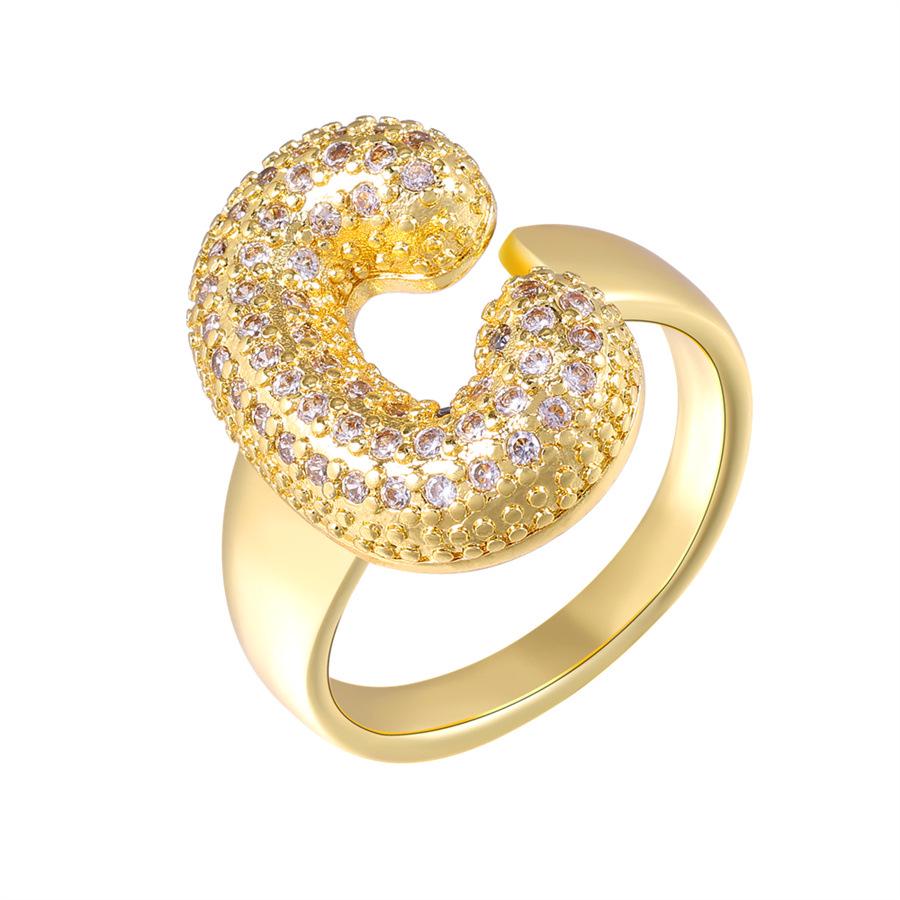 Zirkon Kupfer Mikro-Eingefasst 26-Buchstaben Offener Ring - Europäischer & Amerikanischer Weihnachtsschmuck