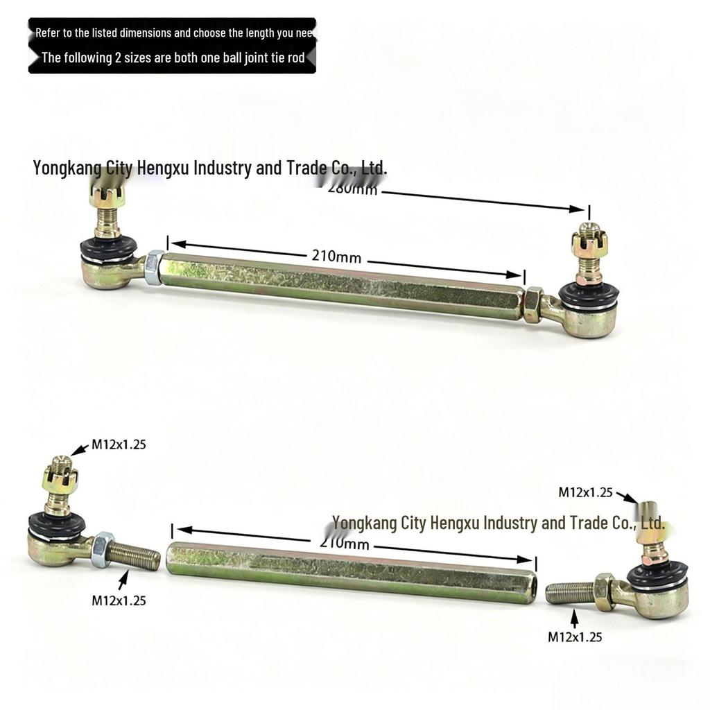 ATV and Beach Buggy Steering Rod with M12 Ball Joint for Longding, Hanma, Gongniu Models