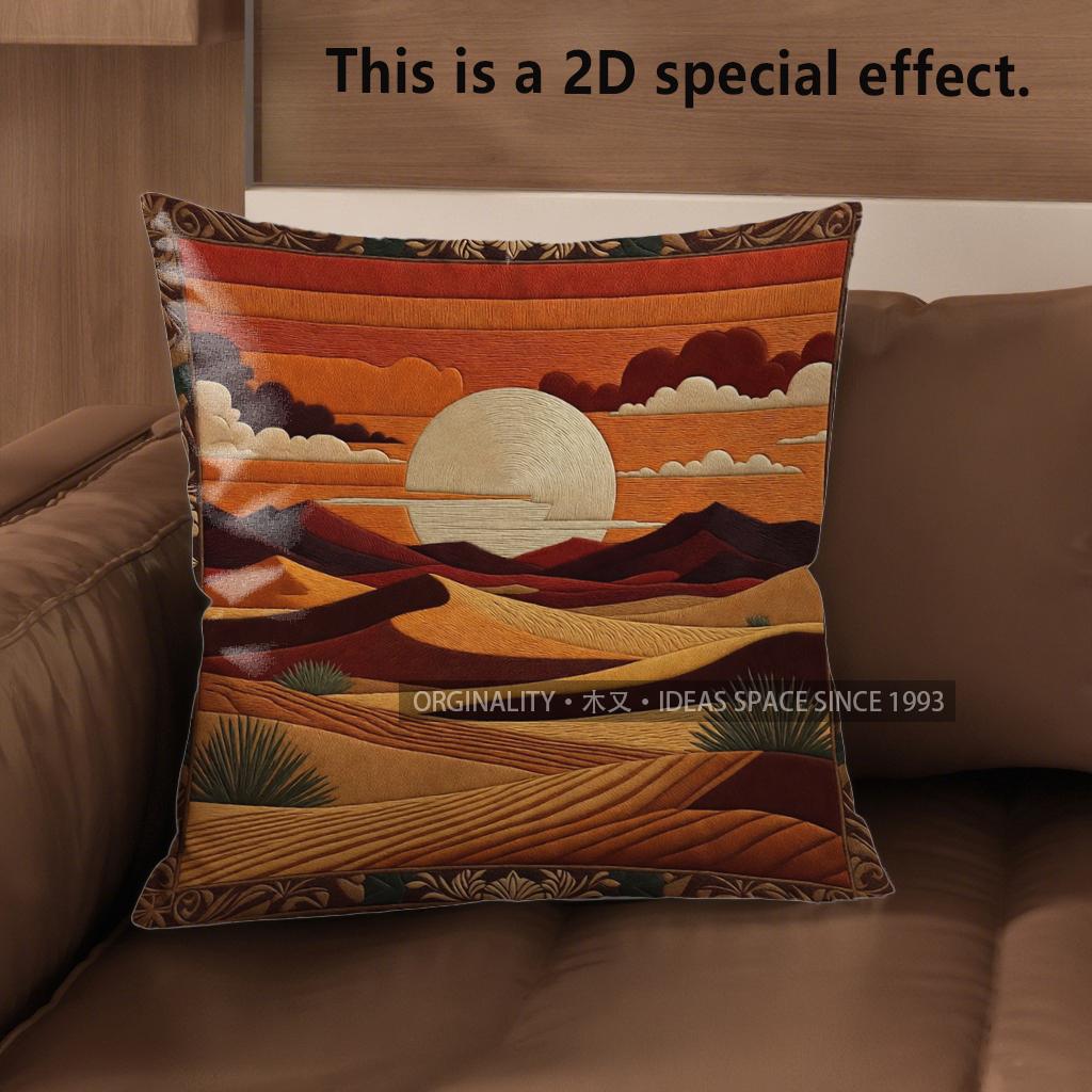 2D Mexican Desert Sunset Throw Pillow Covers** Pattern Cushion Cover Suitable For Sofa Bedroom Car Pillow Cover