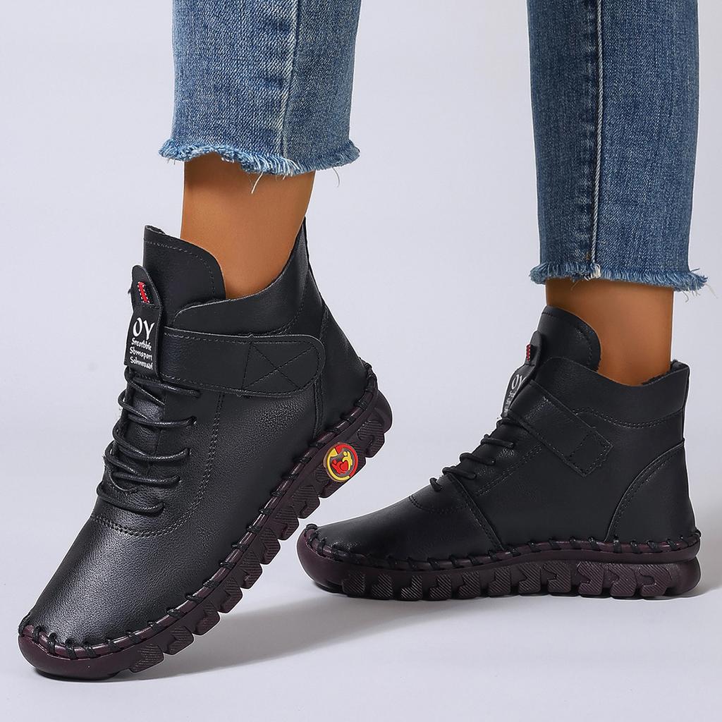 Fashion Women Boots Solid Soft Comfortable Flat Ankle Boots Luxury Casual Thickened Warm Mom Shoes Fashion Handmade Cotton Shoes Women